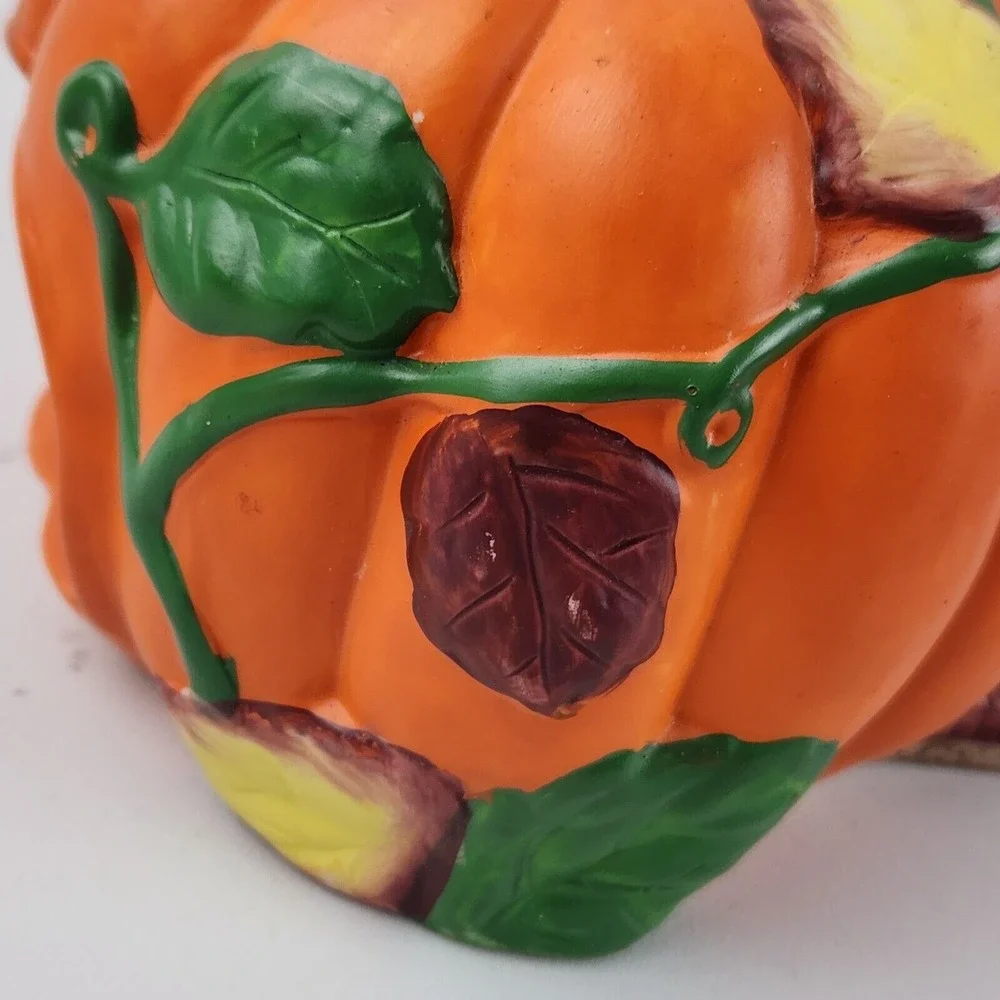 Vintage Halloween Ceramic Pumpkin and Ghost Tea Light Votive‎ Candle Holder